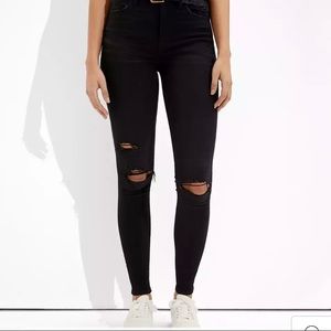 American Eagle Ripped Super Stretch High Waisted Jeans